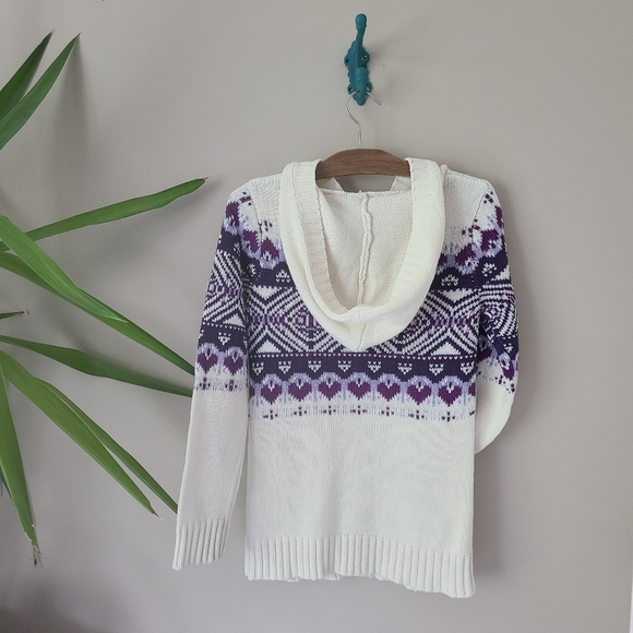 NEVADA | Purple & Cream Hooded Buttonup Cardigan - Picture 4 of 4